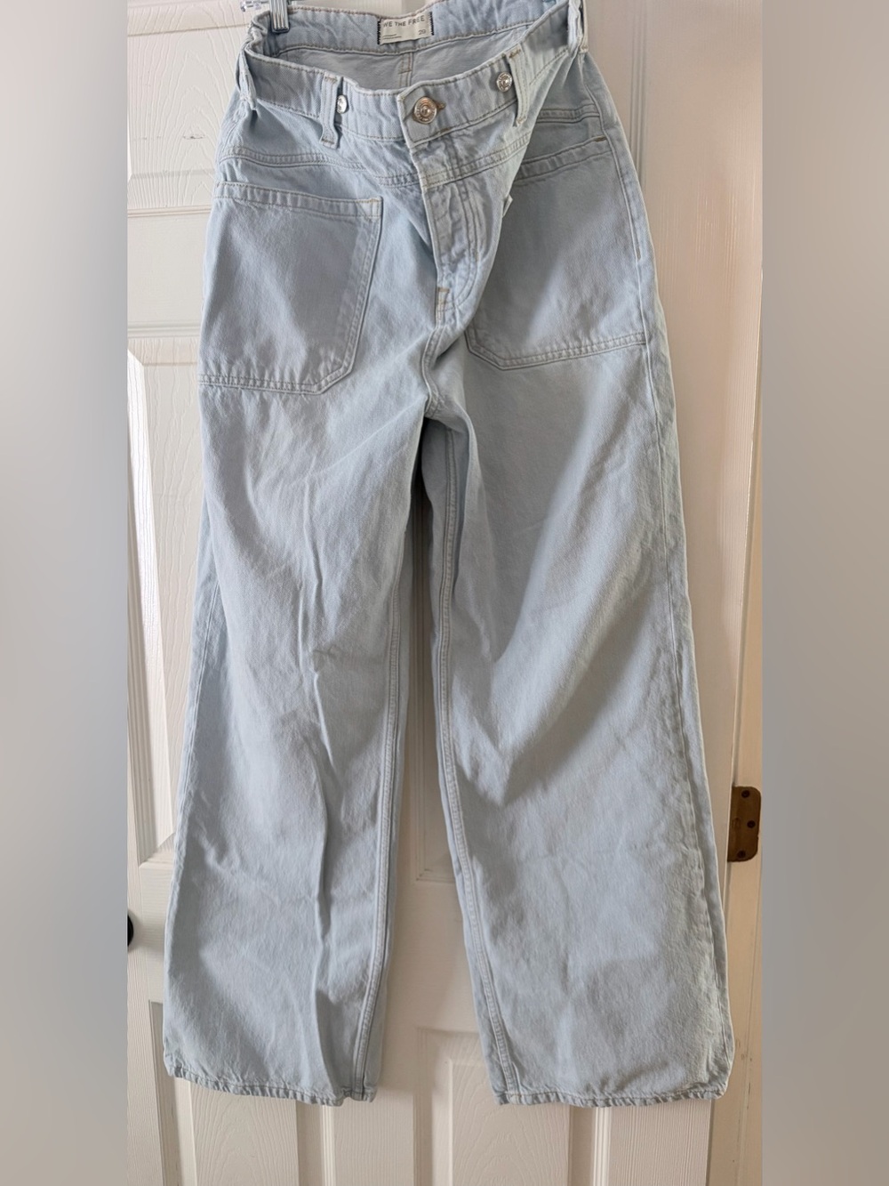 We The Free Pale Blue Mid-Rise Wide Leg Jeans